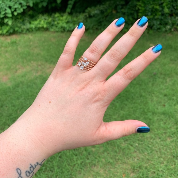 5-band Rhinestone Shape Rings - Picture 6 of 16